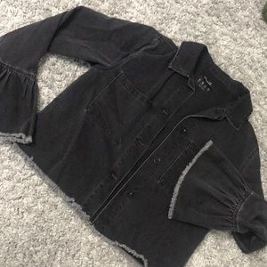BLACK/GREYISH CROPPED JEAN JACKET
